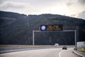 Informative light signaling before entering the Marao tunnel, Portugal.