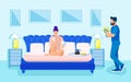 Informative Poster Couple having Breakfast in Bed. Royalty Free Stock Photo
