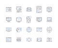 Infosphere line icons collection. Data, Information, Knowledge, Intelligence, Connectivity, Nerk, Insight vector and