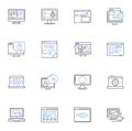 Infosphere line icons collection. Data, Knowledge, Information, Technology, Connectivity, Big data, Analytics vector and