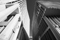 Modern architecture office buildings in infrared black and white, on a sunny day Royalty Free Stock Photo