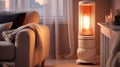 Infrared heater in room, ensuring cozy ambiance and warmth.