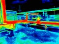 Infrared image of industrial heating pipes