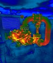 Infrared image of the motor, pump Royalty Free Stock Photo