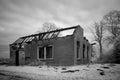 Infrared photo of dilapidated building