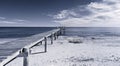 Infrared photo of dock and ocean Royalty Free Stock Photo