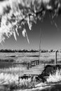 Infrared photo of dock and water