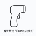 Infrared thermometer flat line icon. Vector outline illustration of digital measurement. Black thin linear pictogram for Royalty Free Stock Photo