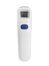 Infrared thermometer isolated on white. Checking temperature during Covid-19 pandemic