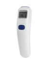 Infrared thermometer isolated on white. Checking temperature during Covid-19 pandemic