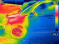 Infrared thermovision image showing Car Engine After driving Royalty Free Stock Photo