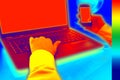 Infrared thermovision image showing heat in the office