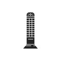Infrared vertical heater black glyph icon. Device with a higher temperature which transfers energy to a body with a lower Royalty Free Stock Photo