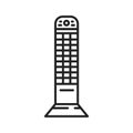 Infrared vertical heater black line icon. Device with a higher temperature which transfers energy to a body with a lower Royalty Free Stock Photo