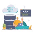 Infrastructure as Code concept. Flat