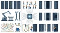 IT Infrastructure and Data Center Maintenance Elements Vector Set Royalty Free Stock Photo