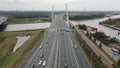 A1 and A9 infrastructure highway motorway and bridge over water. Muiderbrug and Betlembrug. Overpass road traffic going