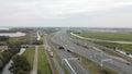 A1 and A9 infrastructure highway motorway and bridge over water. Muiderbrug and Betlembrug. Overpass road traffic going