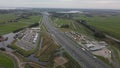 Muiden , 17 th of October 2021, The Netherlands. A1 and A9 infrastructure highway motorway and bridge over water