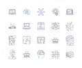 IT infrastructure line icons collection. Servers, Routers, Switches, Firewalls, Storage, Nerk, Wireless vector and