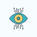 Infrastructure, monitoring, surveillance, vision, eye Flat Icon. green and Yellow sign and symbols for website and Mobile