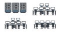 IT Infrastructure and Office Workstations Vector Set Royalty Free Stock Photo