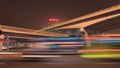 Infrastructure with traffic in motion blur, Beijing night-time, China