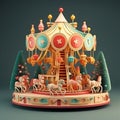A vibrant and enchanting carousel, perfect for capturing the magic of childhood memories.