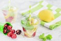 Infused Fruit Water with Citrus Slice Berry Mint Royalty Free Stock Photo
