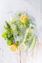 Infused lemon and cucumber water