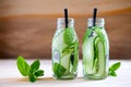 Infused water in bottles Royalty Free Stock Photo