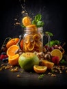 Infused water and fresh ingredients Generative AI