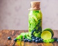 Infused Water with Lime, Mint and Blueberry.