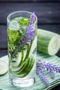 Infused water mix of cucumber and mint leaf Royalty Free Stock Photo