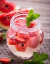 Infused water mix of strawberry and watermelon Royalty Free Stock Photo