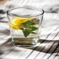 Infused water with oranges and fresh plant - summer mood