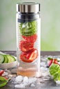 Infused water with strawberry, cucumber and basil Royalty Free Stock Photo
