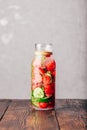 Infused Water with Strawberry, Cucumber and Thyme. Royalty Free Stock Photo