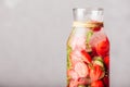 Infused Water with Strawberry, Cucumber and Thyme. Royalty Free Stock Photo