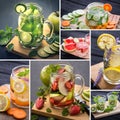 Infused waters from various tropical fruit Royalty Free Stock Photo