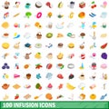 100 infusion icons set, isometric 3d style