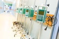 Infusion pumps in a hospital corridor Royalty Free Stock Photo