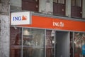 ING Bank logo in front of their office for downtown Vienna. ING group is a Dutch banking group offering insurance and financial se