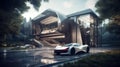 ing the extravagance of the property Luxury Living: Grandiose Mansion and Chic Supercar