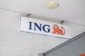 ING Financial bank sign showing company logo and lion branding