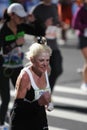 ING New York City Marathon, Old Woman Royalty Free Stock Photo