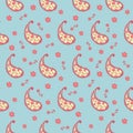 Floral paisley pattern on color background including repeated tiny elements of flower, nature, hand drawn style Royalty Free Stock Photo