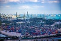 singapore - march 4, 2020: panoramic cityscape seaport of singapore city