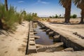 ingenious irrigation system that once provided water to desert oasis, now dried and broken