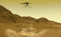 The Ingenuity drone-helicopter has separated from the Perseverance rover on Mars and prepares for its first flight Royalty Free Stock Photo